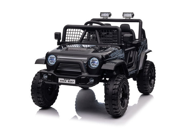 Mașină cu acumulator, sarcină maximă 30 kg (scaune din piele, 12V10Ah1, MP3, 4 motoare, telecomandă, roți moi - EVA, dimensiuni 109×67×68,5 CM) MX637