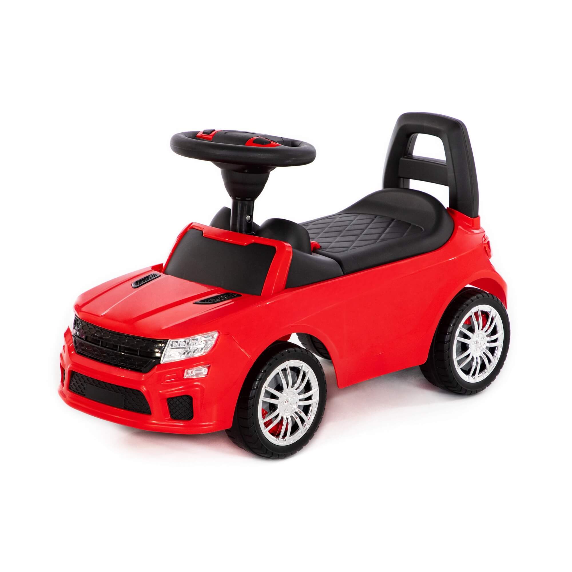 Каталка-автомобиль "SuperCar" №6 со звуковым сигналом (красная) арт.84590, (белая) 84606