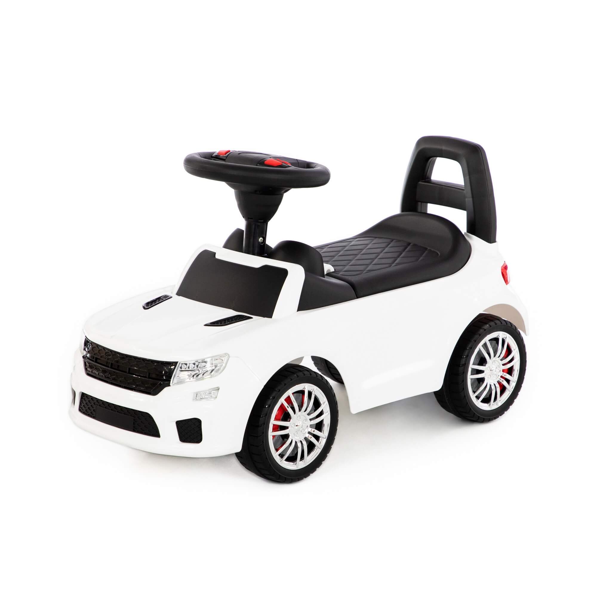 Каталка-автомобиль "SuperCar" №6 со звуковым сигналом (красная) арт.84590, (белая) 84606