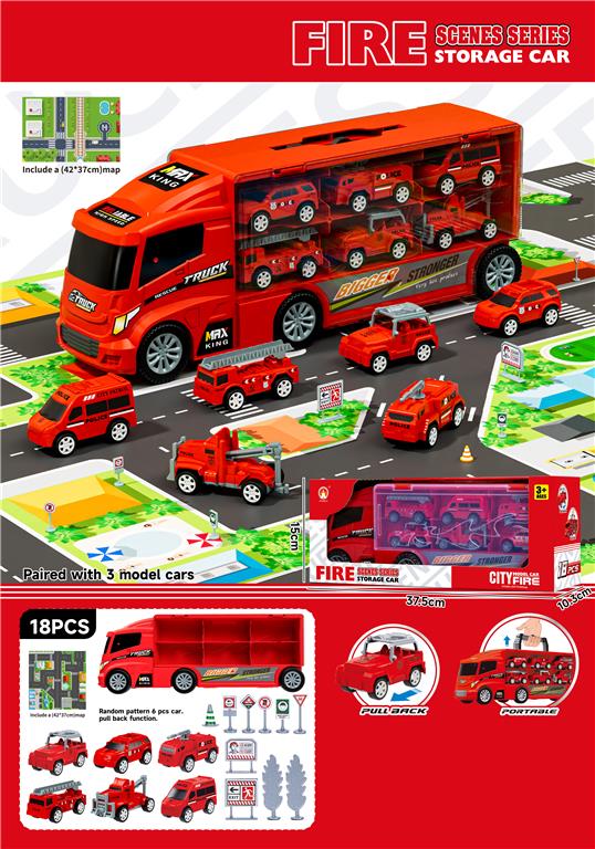 Camion transporter cu 6 masinute "Fire" ABL887-37