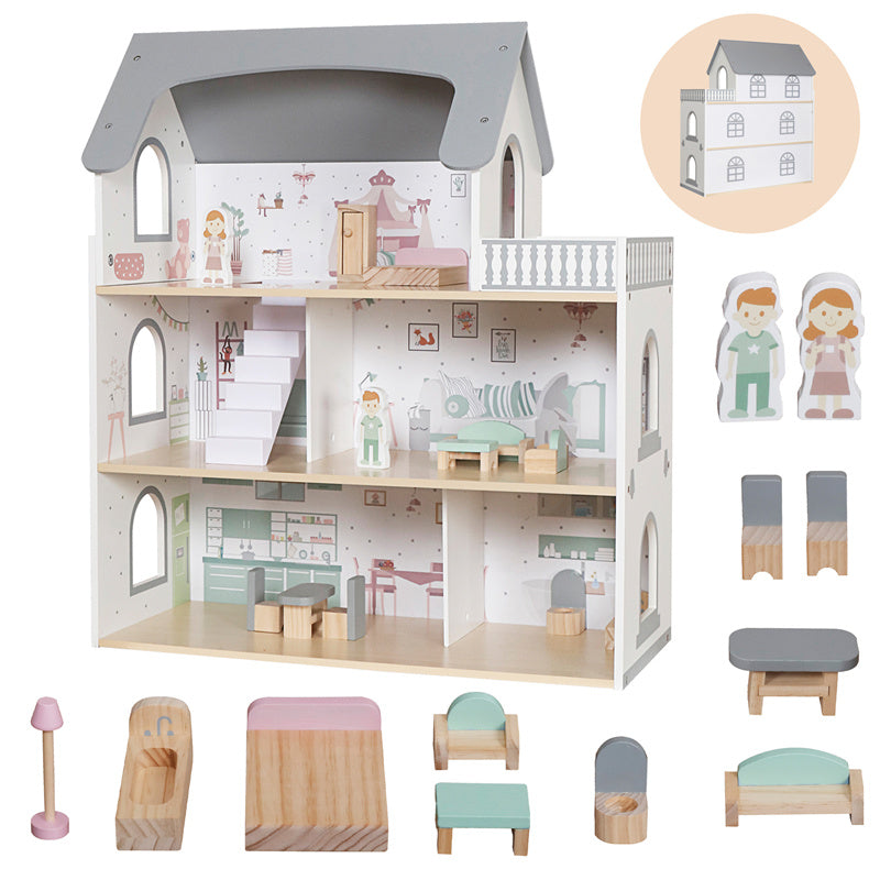 Casa de papusi din lemn 61*26*70,5 cm W06A587 cod:715281