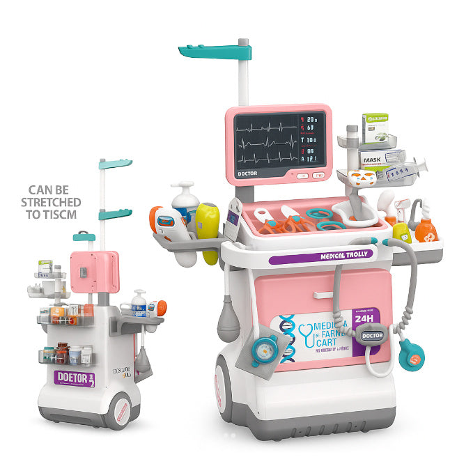 Set doctor cu carucior medical, roz, cod 922055, 660-94(num.)