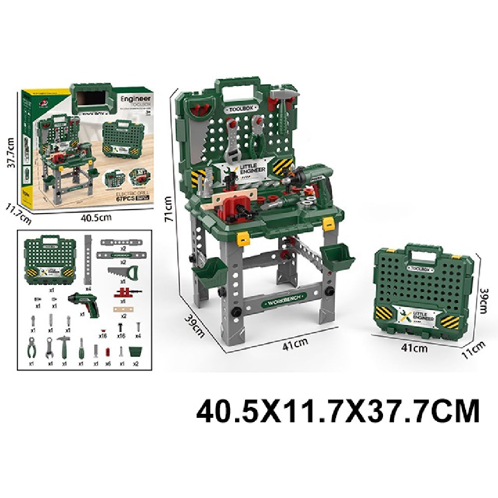 (11441) Trusă de scule pentru copii în valiză, bormașină cu baterii