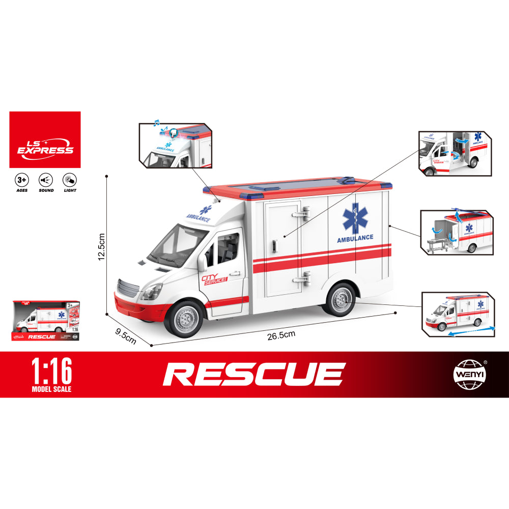 (15971) Ambulanta cu inertie (lumini / sunete) WY597A