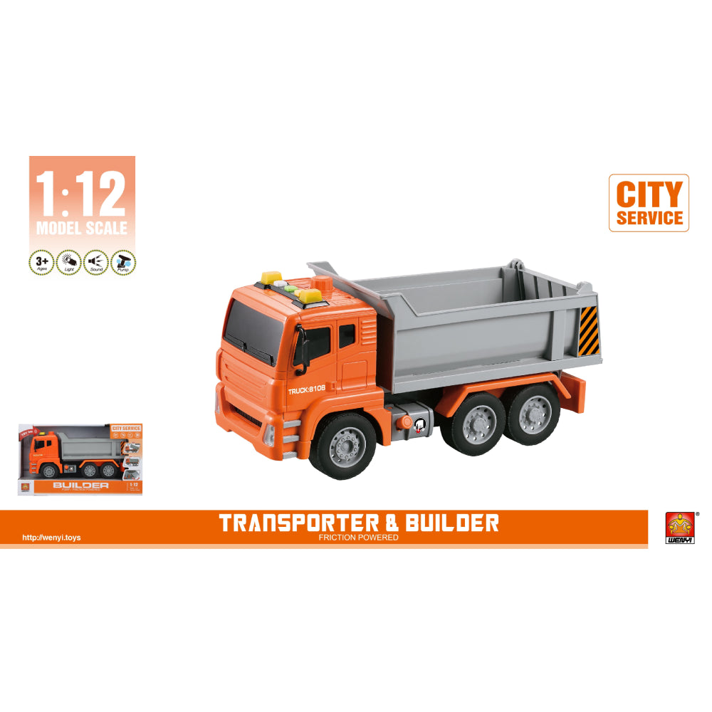 (28100) 1:12 Autospeciala pompieri cu inertie cu pompa de apa (lumini / sunete) WY810B