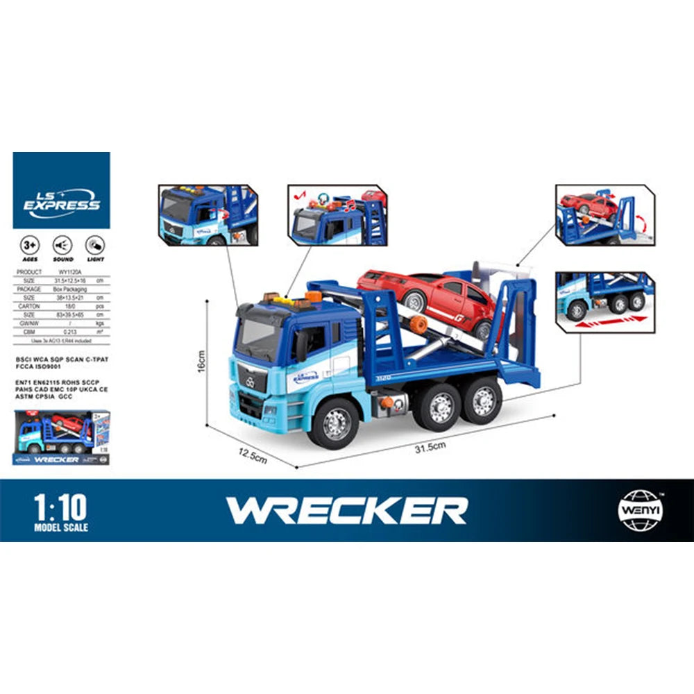 (11208) 1:10 Evacuator cu inertie in set cu masina (lumini / sunete) WY1120A