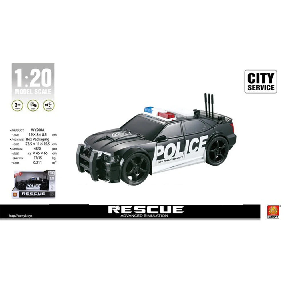 (15001) 1:20 Mașină de poliție cu inertie (lumini /sunete) WY500A
