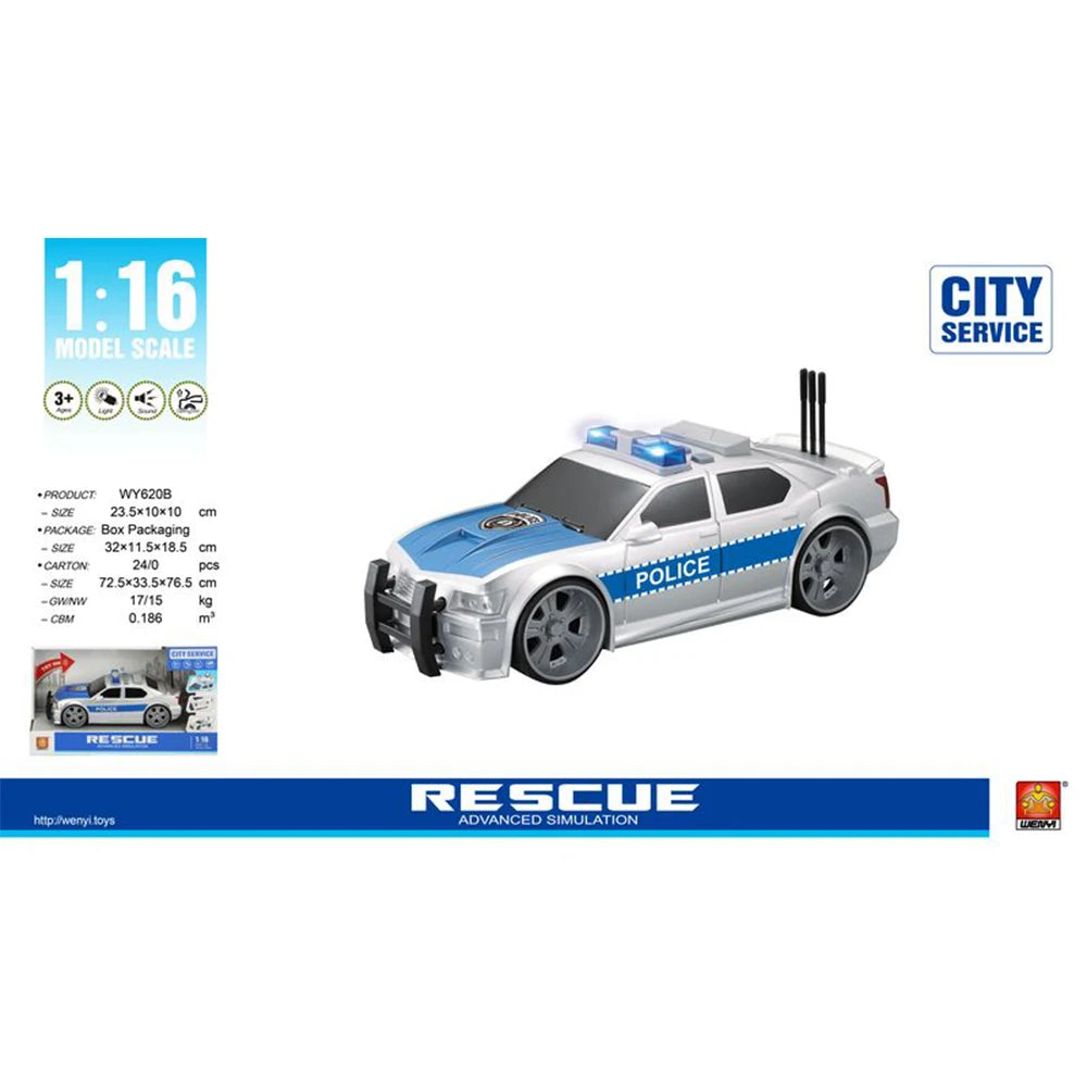 (26205) 1:16 Mașină de poliție cu inertie (lumini /sunete) WY620B