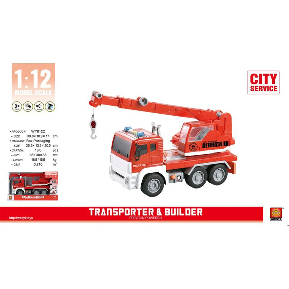 (38123) 1:12 Autospeciala macara cu inertie (lumini / sunete) WY812C