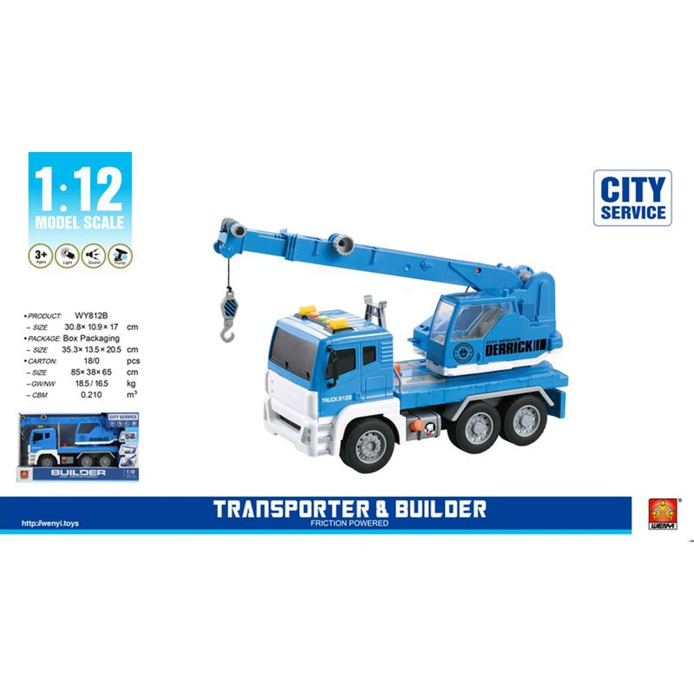 (28124) 1:12 Autospeciala macara cu inertie (lumini /sunete) WY812B