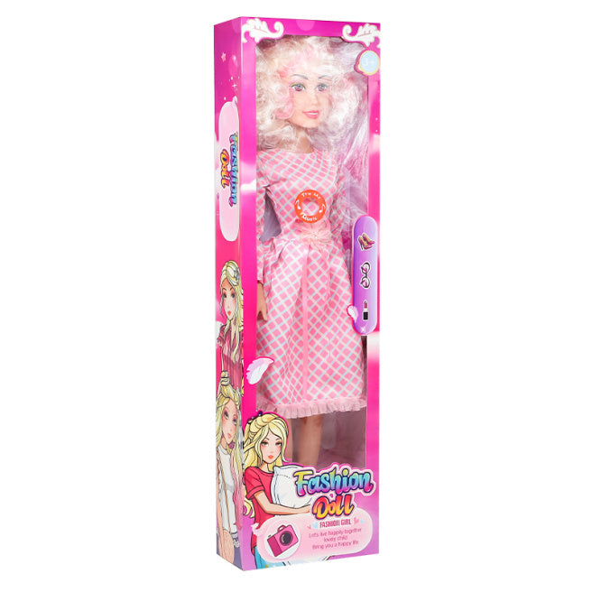 Păpușă 70 cm "Fashion Doll", cu sunet, roz, cod 782024