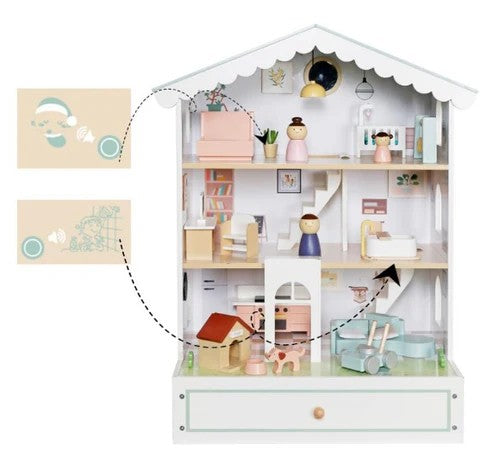 Casa de papusi din lemn cu lumini 57,5*34*69,5 cm, W06A578