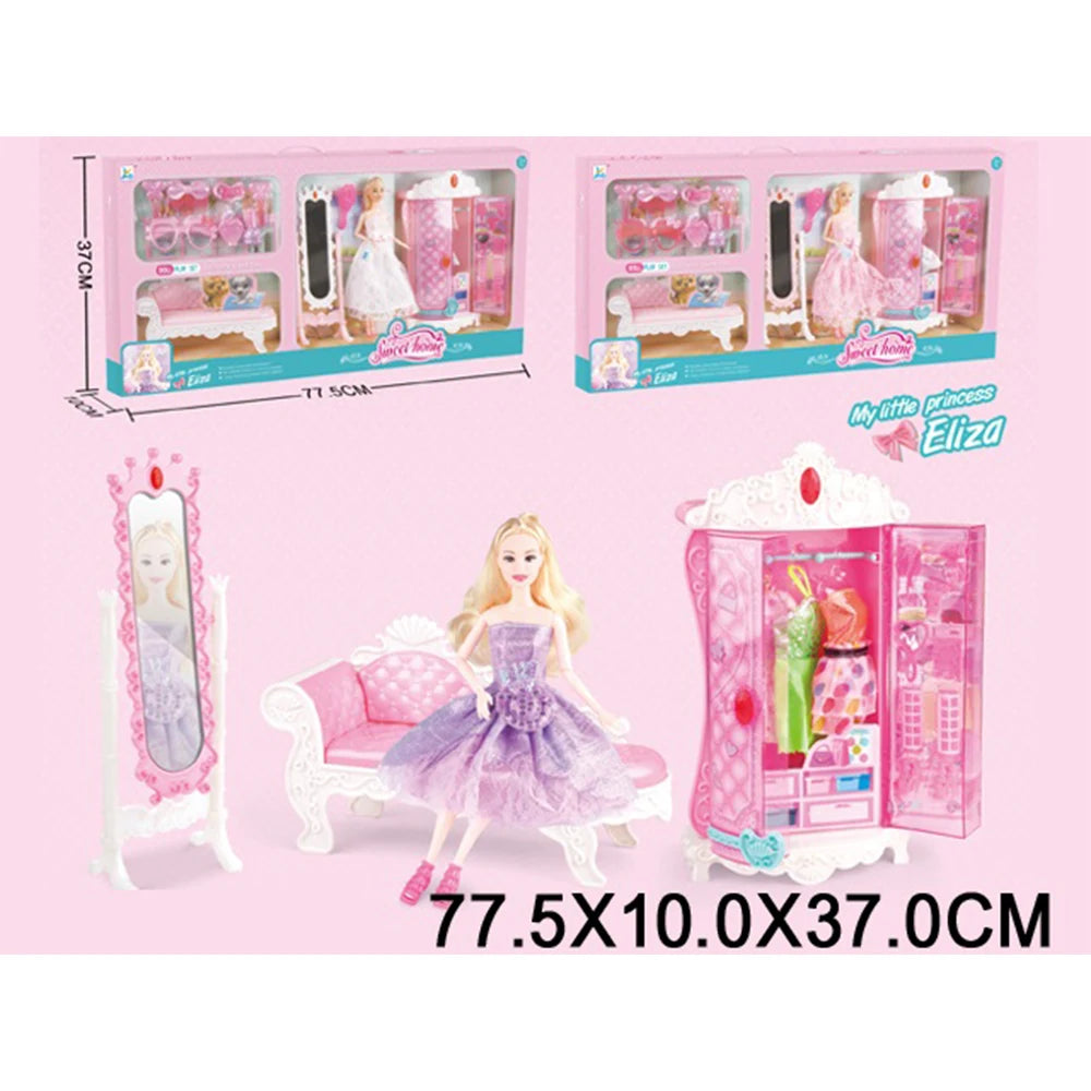 Păpușă în set cu accesorii si dulap (75550)