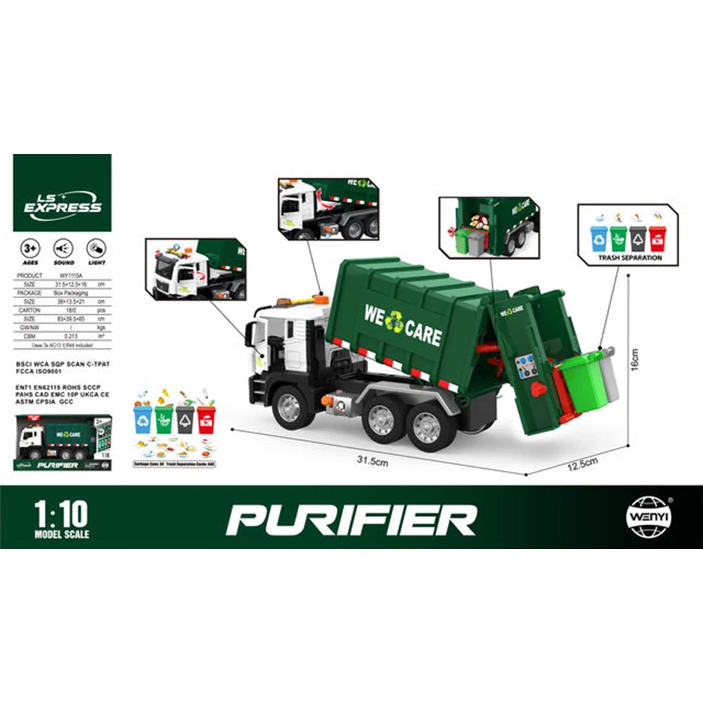 Autospecială de salubritate cu inerție, lumini și sunete - 1:10 - WY1115A (11154)