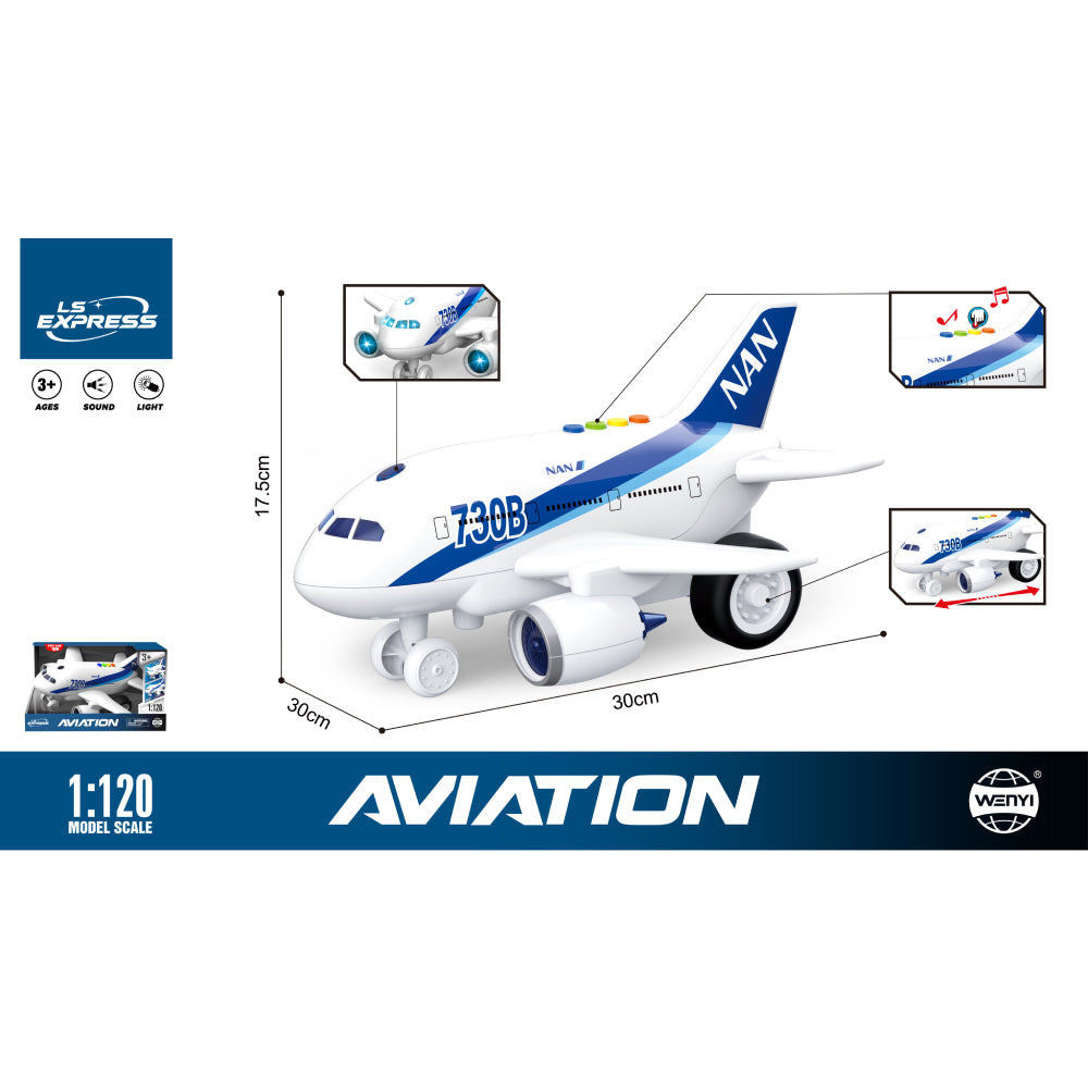 Avion cu inerție, lumini și sunete - 1:120 - WY730B (27301)