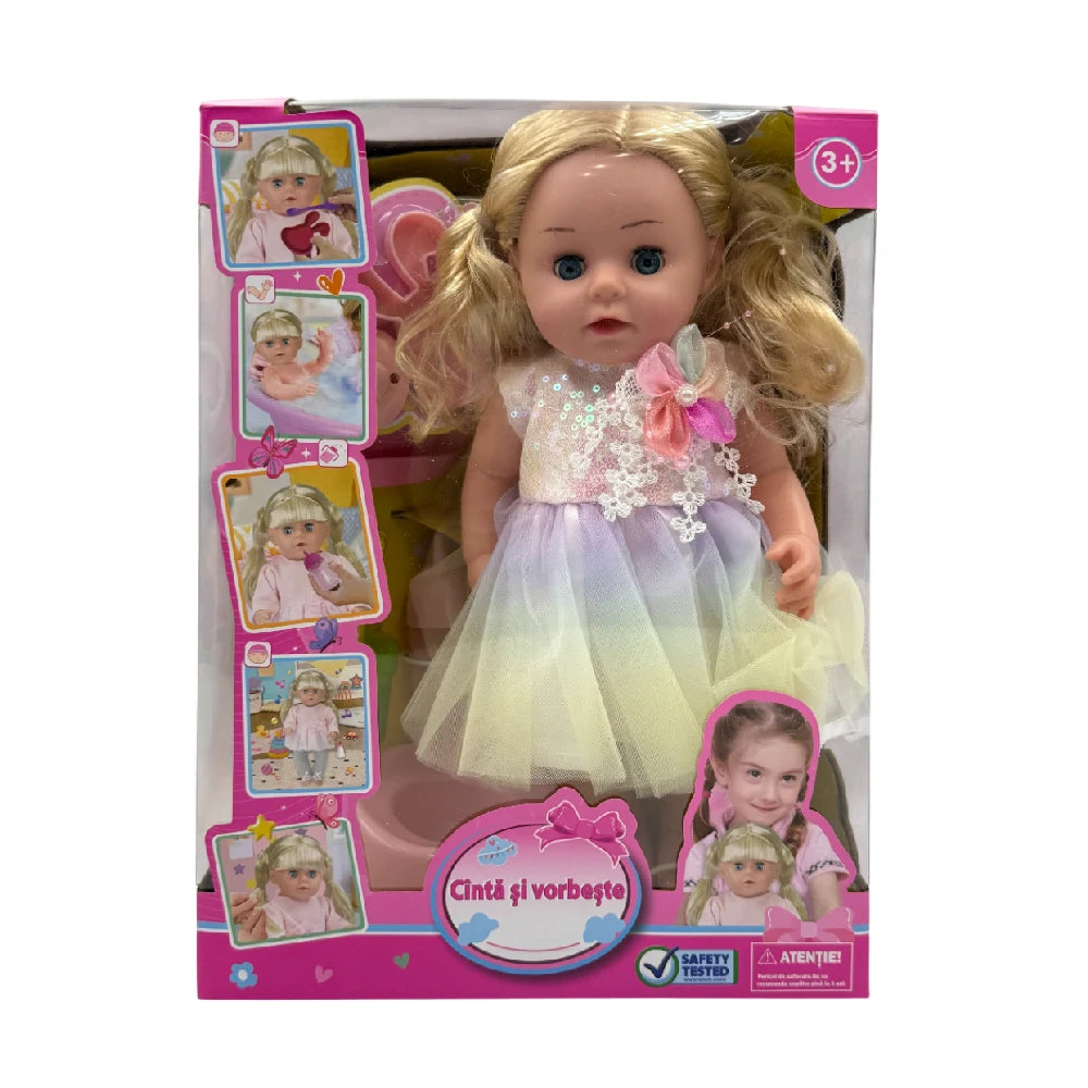 Papusa Amelia 35cm cu accesorii, vorbeste in limba romana (80729)