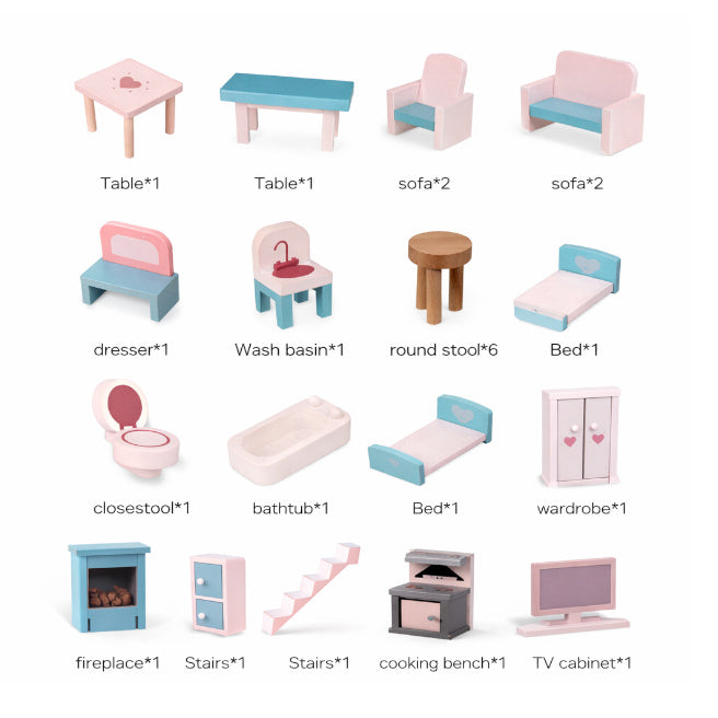 Căsuță pentru păpuși, 2 etaje, cod 1437D