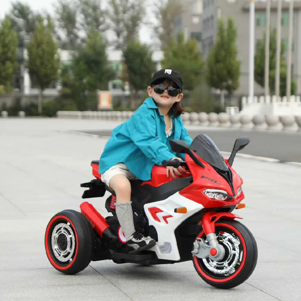 Motocicleta pe acumulator rosie pentru copii (822) (64828)