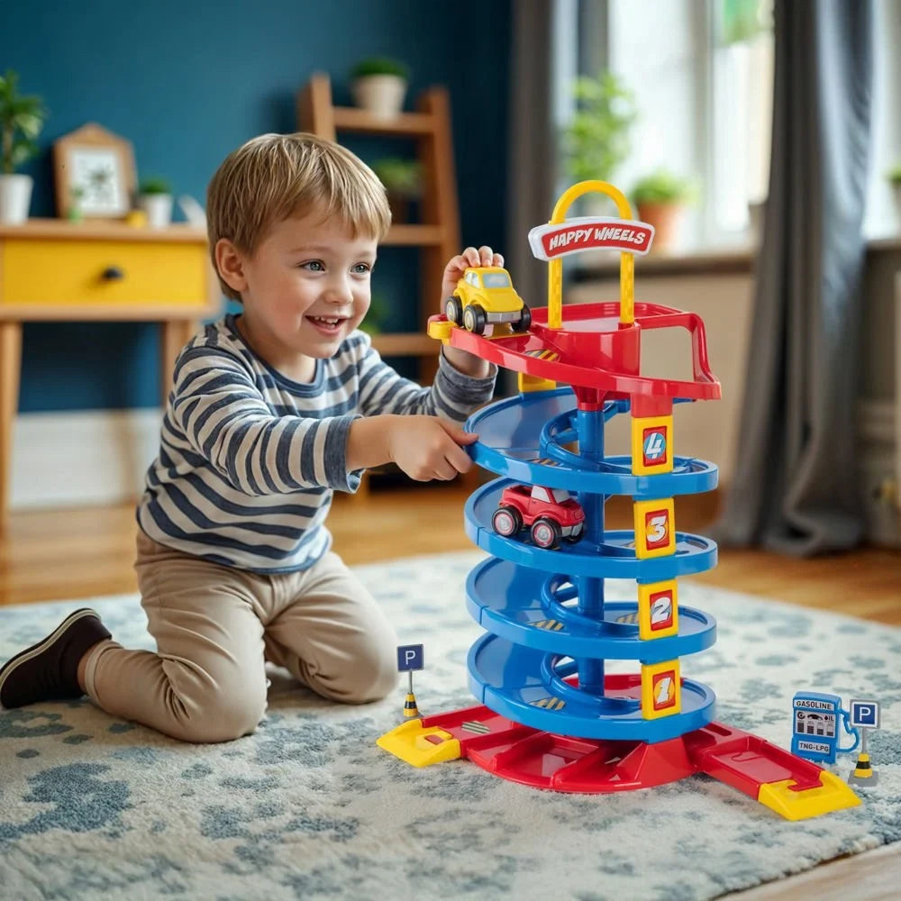 Set parcare auto cu pistă spiralată și mașinuțe, Dolu (5153) 60 x 42.5 x 30 cm