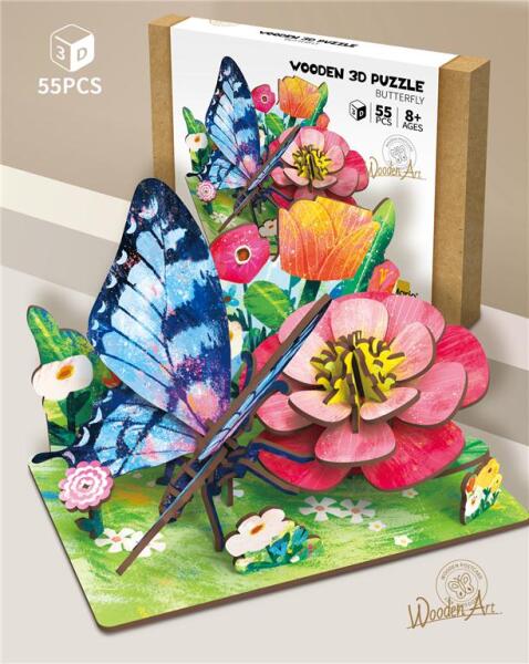 Puzzle 3D din lemn Fluture, 68041