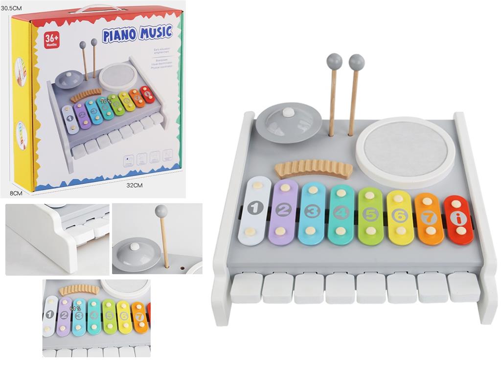 Pian-xilofon multifunctional din lemn, 32,2 x 90 x 33,5 cm BLLN-5069