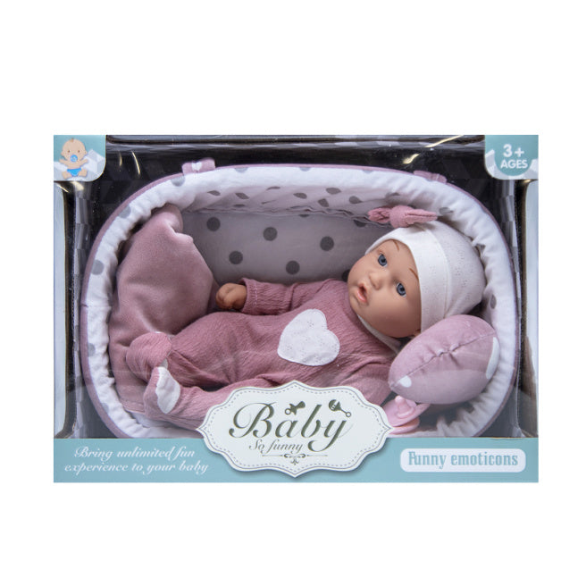 Păpușă-bebeluș 30 cm. din vinil cu fundiță pe pălărie, cod 632034