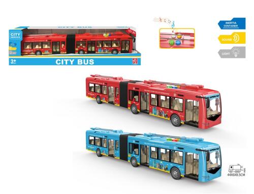 Autobuz inerțial 1:16 cu lumini și sunet, roșu, RJ3346B
