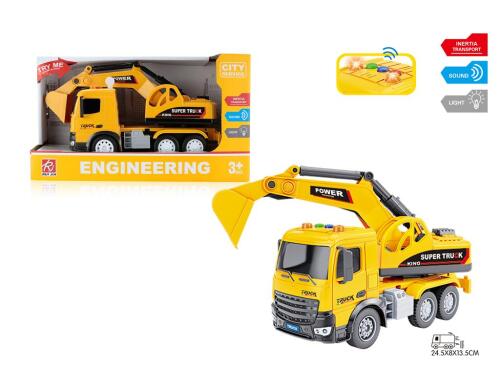 Excavator inerțial cu iluminare 1:18, RJ002C