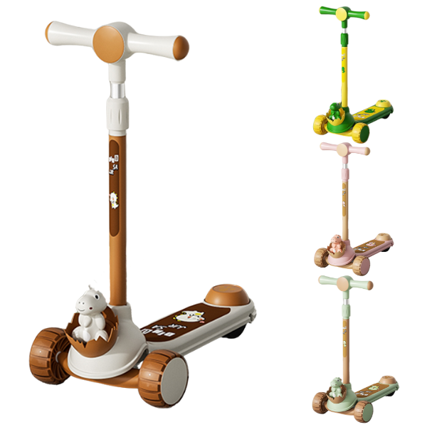 Trotinetă pentru copii cu trei roți, lumini LED, muzică și jucărie detașabilă, 4 culori SKU: BW810