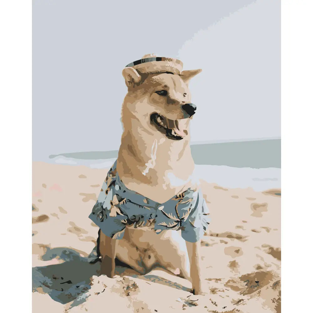 Pictura pe numere „Shiba Inu pe plajă”, 40×50 cm (DY110)
