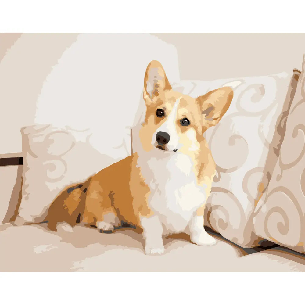 Pictura pe numere „Corgi pe canapea”, 40×50 cm (DY274)