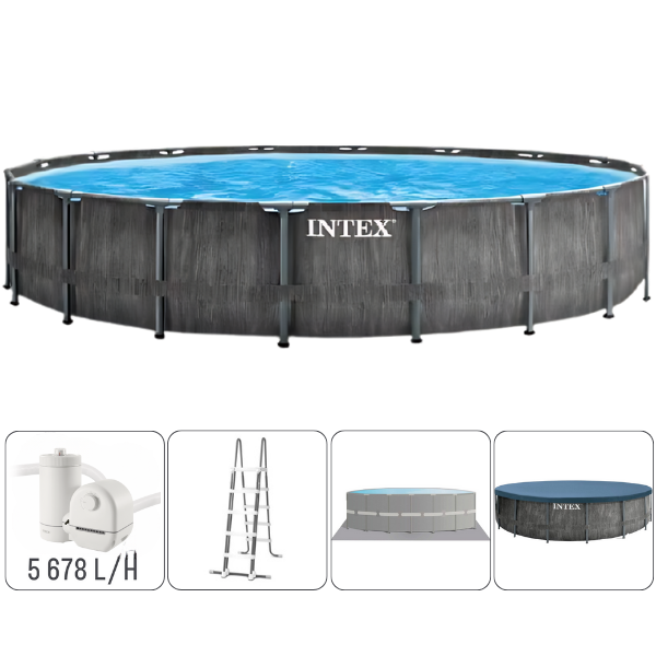 INTEX Piscină GREYWOOD PRISM FRAME PREMIUM 549х122cm, 24311L, cadru metalic, cu pompă de filtrare SKU: 26744