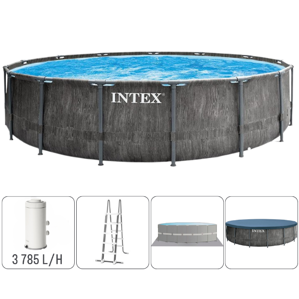 INTEX Piscină GREYWOOD PRISM FRAME PREMIUM 457×122cm, 16805L, cadru metalic, cu pompă de filtrare SKU: 26742