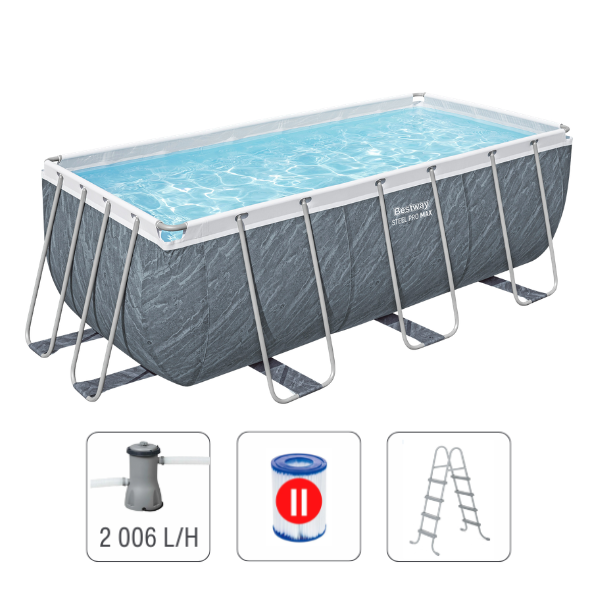 Bestway Piscină STEEL PRO MAX Rectangular 412x201x122 cm, 8124L, cadru metalic SKU: 56722BW