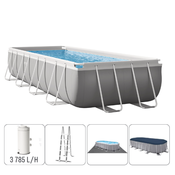 INTEX Piscină PRISM FRAME RECTANGULAR 488x244x107cm, 10874L, cadru metalic, cu pompă de filtrare SKU: 26792