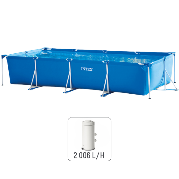 Бассейн INTEX, прямоугольный каркас, 450x220x84 см, 7127 л, металлический каркас. Артикул: 28274