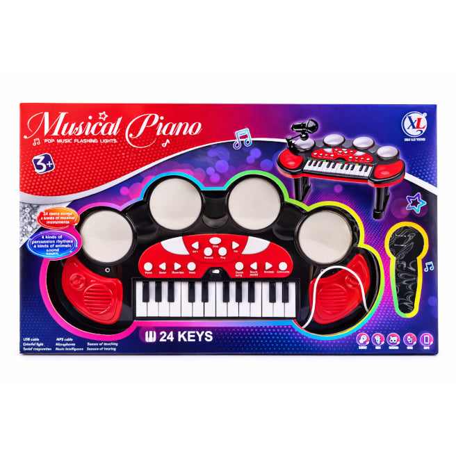 Электронное пианино с микрофоном, подсветкой, звуком, код 990050