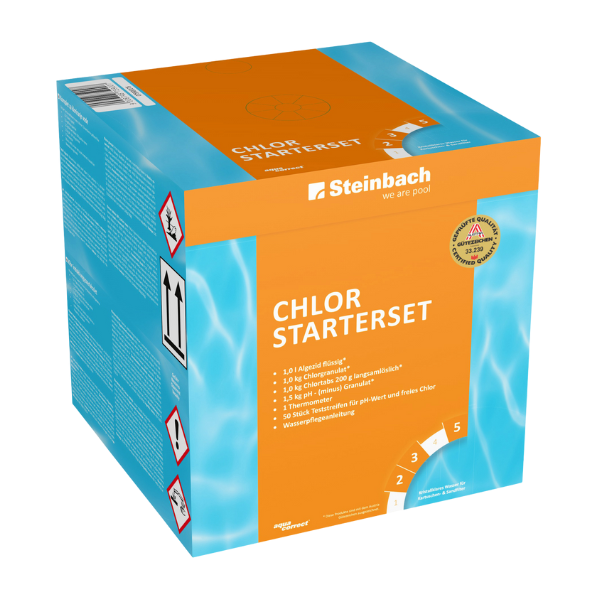 Starter Set: termometru, benzi de testare, granule pH-minus, granule de clor, tablete de clor 200 g, lichid contra algelor SKU: 759001