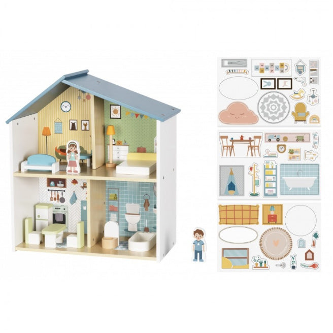 Casa de papusi din lemn,Tooky Toy ,490x440x200 mm cod 1893D