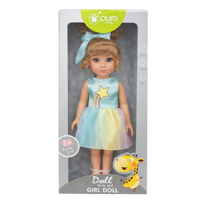 Кукла Pure Baby 35 см в платьице со звёздочками, код 962096