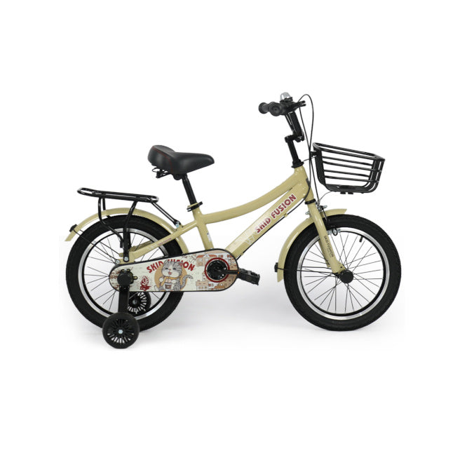 Bicicletă pentru copii cu 4 roți, 16 inch, galbenă, cod 2231D