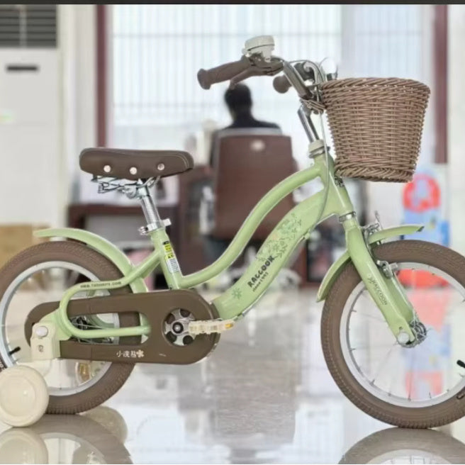 Bicicletă pentru copii cu 4 roți, 18 inch, verde, cod 2237D