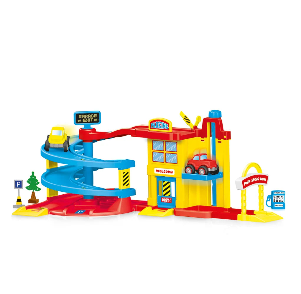 Set parcare pentru mașinuțe cu rampă și elevator, Dolu (5152)
74 x 38.5 x 30 cm