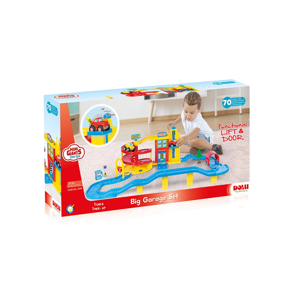 Set parcare auto mare cu pistă și elevator, Dolu (5154) 108,5 × 77,5 × 30 cm