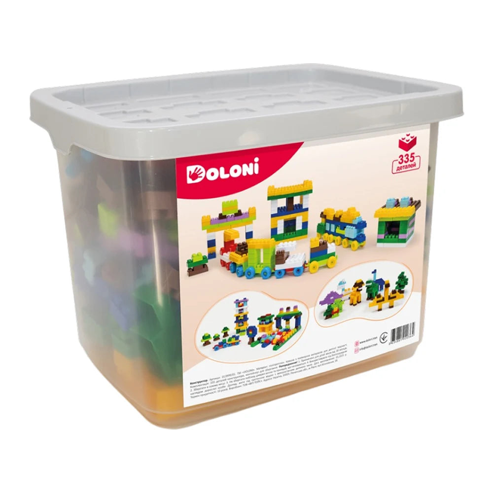 Set de construcție 335 piese cu cutie de depozitare, Doloni (013999/01)