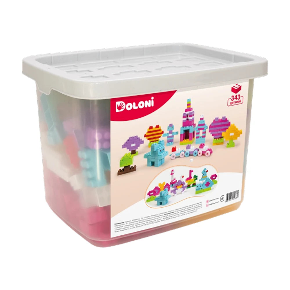 Set de construcție 343 piese cu cutie de depozitare, Doloni (013999/02)