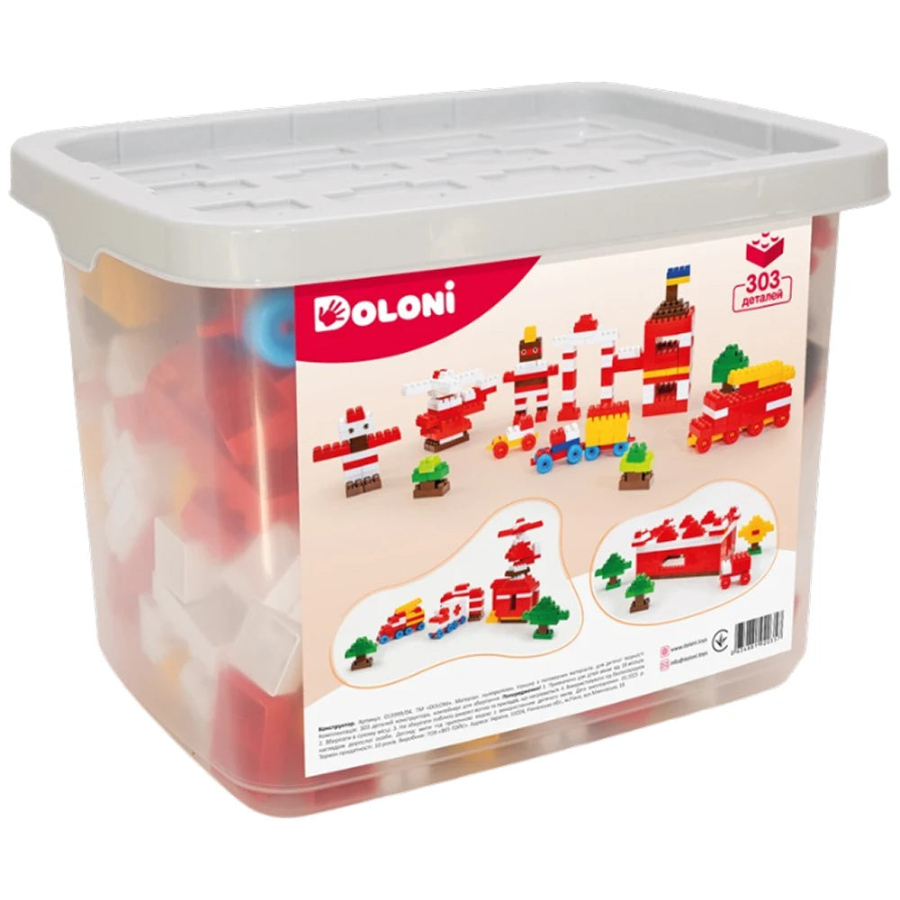 Set de construcție 303 piese cu cutie de depozitare, Doloni (013999/04)
