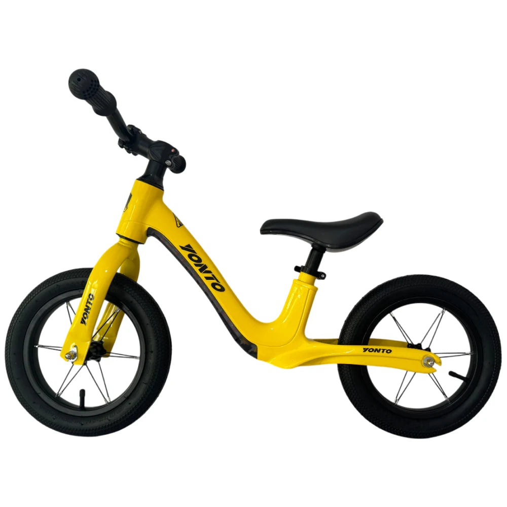 Bicicletă fără pedale pentru copii, 12′ cu lumini LED, galbenă (528065)