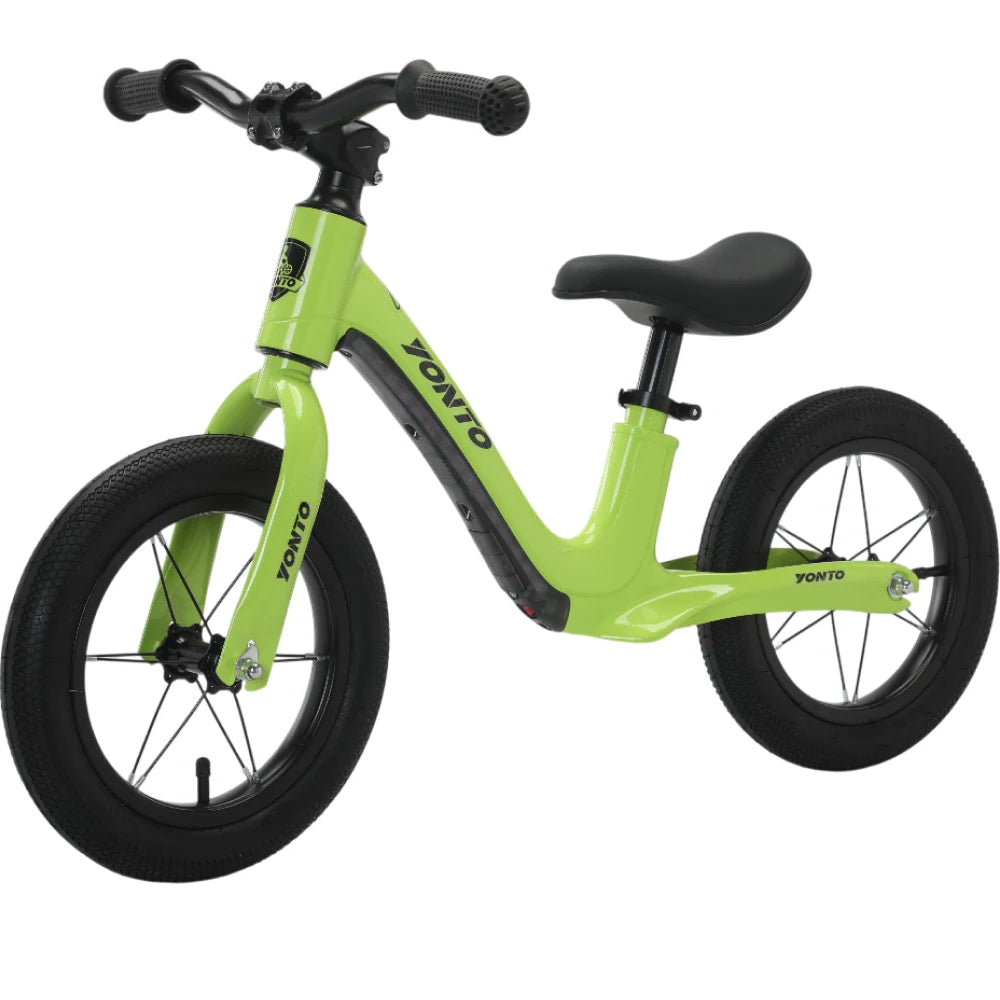 Bicicletă fără pedale pentru copii, 12′ cu lumini LED, verde (97163)