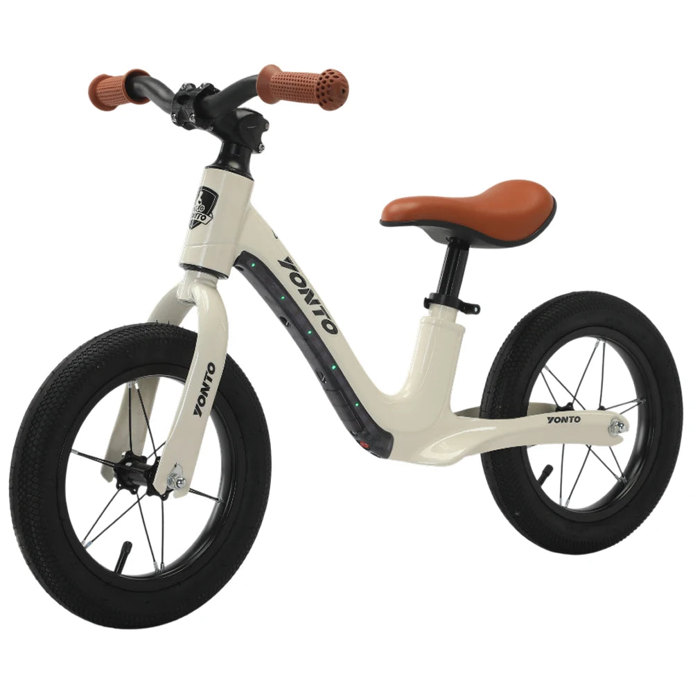 Bicicletă fără pedale pentru copii, 12′ inch, cu lumini LED, albă (513269)